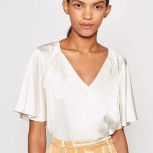Joie Ankita V-Neck Top, Size Small, Color Aged White